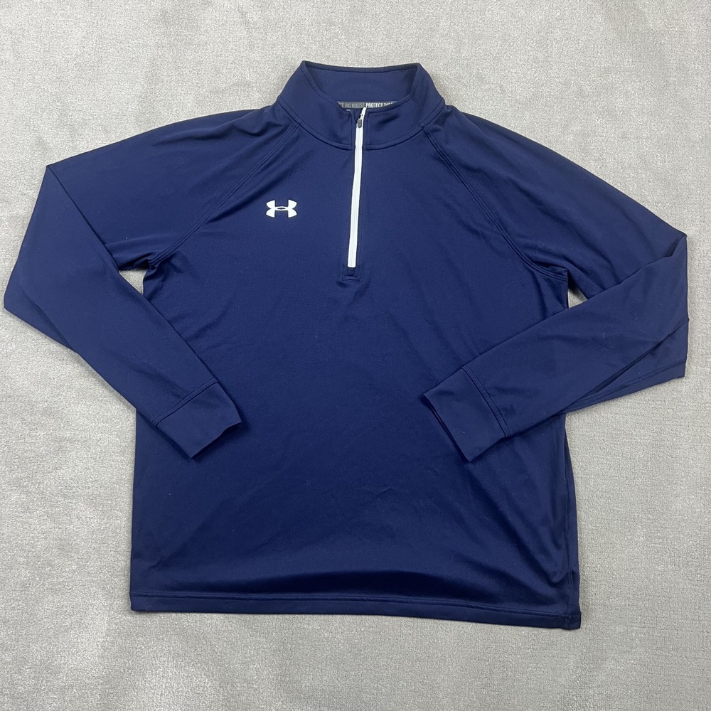 Under Armour Pullover Mens Large Navy Blue AllSeasonGear Quarter Zip Loose Fit